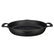 Lava Metal Kulplu 32 cm Siyah Döküm Yuvarlak Izgara Tava