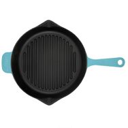 Lava Metal Saplı 28 cm Parlak Siyah Taban Mat Turkuaz Döküm Izgara Tava