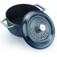 Lava Premium Yuvarlak 20 cm Majolik Gri Döküm Tencere