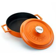 Lava Spring Serisi Yuvarlak 24 cm Mat Emaye Parlak Siyah Taban Turuncu Döküm Çok Amaçlı Tencere