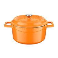 Lava Spring Yuvarlak 20 cm Mat Parlak Siyah Taban Turuncu Döküm Tencere