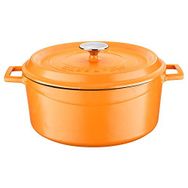 Lava Spring Yuvarlak 28 cm Mat Emaye Parlak Siyah Taban Turuncu Döküm Tencere