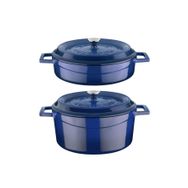 Lava Trendy Mavi 28 cm 2'li Derin Basık Tencere Set