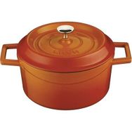Lava Turuncu Metal Döküm Yuvarlak 20 cm Tencere