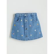 Lc Waikiki Yeni Sezon Beli Lastikli Nakışlı Kız Çocuk Jean Etek - Indigo - 9 - 12 Ay