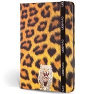Le Color Kumaş Çizgili Lastikli Leopar Defter