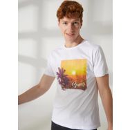 Lee Cooper 232 LCM 242006 LEO Bisiklet Yaka Beyaz Erkek T-shirt