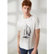 Lee Cooper 232 LCM 242015 GAWAIN Bisiklet Yaka Beyaz Erkek T-shirt
