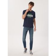 Lee Cooper 232 LCM 242022 COLLAGE Bisiklet Yaka Lacivert Erkek T-shirt