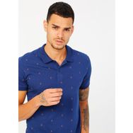 Lee Cooper 242070 İndigo Çapa Desenli Erkek Polo T-Shirt