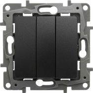Legrand 768603 Raventi Siyah Üçlü Anahtar