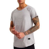 Leif Nelson LN6339 Bisiklet Yaka Dar Kesim Pamuk Gri Erkek T-shirt