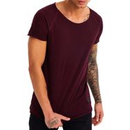 Leif Nelson LN6340N Derin Yuvarlak Boyun Bordo Erkek T-shirt