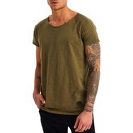 Leif Nelson LN6340N Derin Yuvarlak Boyun Haki Erkek T-shirt