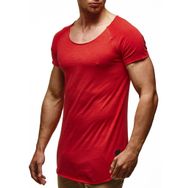 Leif Nelson LN6340N Derin Yuvarlak Boyun Kırmızı Erkek T-shirt