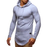 Leif Nelson LN6365 Kapüşonlu Dar Kesim Pamuk Gri Erkek Sweatshirt