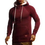 Leif Nelson LN8125 Kapüşonlu Dar Kesim Pamuk Bordo Melanj Erkek Sweatshirt