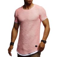 Leif Nelson LN8223 Bisiklet Yaka Dar Kesim Pamuk Somon Pembesi Erkek T-shirt