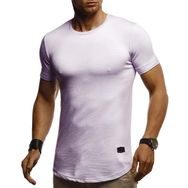 Leif Nelson LN8311 Bisiklet Yaka Dar Kesim Pamuk Mor Erkek T-shirt