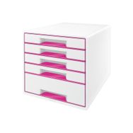 Leitz 52142023 5 Çekmeceli Metalik Pembe Beyaz Wow Evrak Rafı