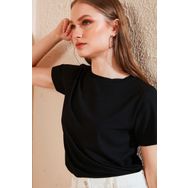 Lela 5863431 Siyah Bisiklet Yaka Kadın Bluz