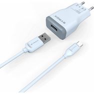 Lenovo J15 A7000 Turbo Uyumlu Mikro USB Girişli 2.0 Amper Beyaz Şarj Aleti+Kablo Şarj Cihazı