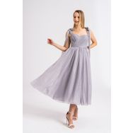 Lenta Moda LM20220221001 Simli Midi Boy Gri Abiye Elbise