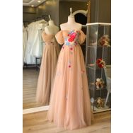 Lenta Moda LM220823TÇ01 Renkli Çiçekli Maxi Boy Ten Abiye Elbise