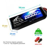 Leopard Power 22000 mAh 7.4V 2S 25C UAV Multirotor Lityum Polimer Lipo Batarya