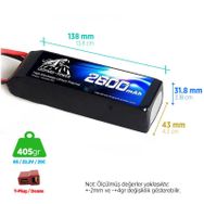 Leopard Power 2600 mAh 22.2V 6S 25C Lityum Polimer Lipo Batarya