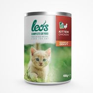 Leo's 24x400 gr Tavuk Parça Etli Soslu Yavru Kedi Konservesi