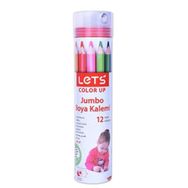 Lets L-4012 Tam Boy Jumbo 12 Renk Kuru Boya Kalemi