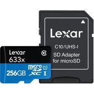 Lexar 8433671197212 256GB High-Performance 633x microSDHC UHS-I 100MB/s Okuma 45MB/s Yazma C10 A1 V30 U3 Hafıza Kartı + Adaptör