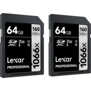 Lexar Professional 64 GB 1066X UHS-I SDXC 2 li Hafıza Kartı