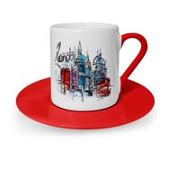 Leydi Collection London Tasarımlı Kırmızı 4 Türk Kahvesi Fincanı