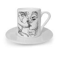 Leydi Collection Two Lovers Tasarımlı Siyah 1 Türk Kahvesi Fincanı