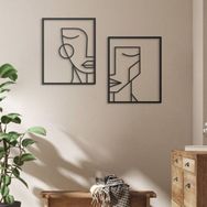 Leylaser 20x25 cm 2'li Kadın Yüzleri Dekoratif Ahşap Tablo
