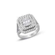 Lilarote PYZK000205 Pırlanta 0.47 Ct Kalemli Tasarım Baget Kare Tektaş Yüzük