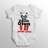 Limon 3-6 Ay Beyaz Akıllı Olun 9 Ay Içeride Yattım Yazılı Baskılı Bebek Zıbını