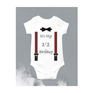 Limon Half Birthday 6 Ay Doğum Günü Askı Ve Papyon Baskılı Bebek Body Zıbın