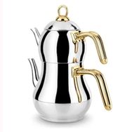 Lines Şahmeran Mini Boy Altın Kulp Çelik Çaydanlık