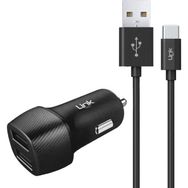 Linktech C493 2.4A 2x USB Araç Şarj Aleti ve Type-C USB Kablo Set