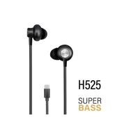 Linktech H525 Premium Siyah Süper Bas Kulak İçi Type-C Kablolu Kulaklık
