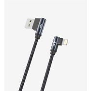 Linktech K593 Gaming 90° 3 A Metal Başlı Örgülü 1.5 m Lightning Şarj Kablosu