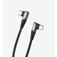 Linktech K595 Örgülü Dirsekli Metal Başlı 150 cm Type-C Type-C 3 A 60 W Mavi Şarj Kablosu