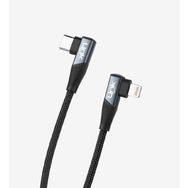 Linktech K596 Örgülü Dirsekli Metal Başlı 150 cm Lightning Type-C 30 W Gri Şarj Kablosu