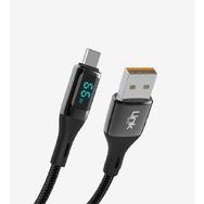Linktech K681 PD Display 100 cm 66 W USB-Type C Zınk Başlı Siyah iPhone Şarj Kablosu