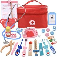 Liveasy Kırmızı Ahşap Kutulu Doktor Oyuncakları