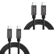 LivX İkili Paket Solid 100W 5A Type C to Type C PD 2.0 5 Gbps Space Gray 2 Metre Hızlı Şarj ve Data Kablosu