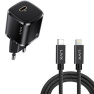 LivX Rapid 20W USB-C Mini PD Hızlı Şarj Cihazı Güç Adaptörü ve 1 m iPhone Şarj Kablosu